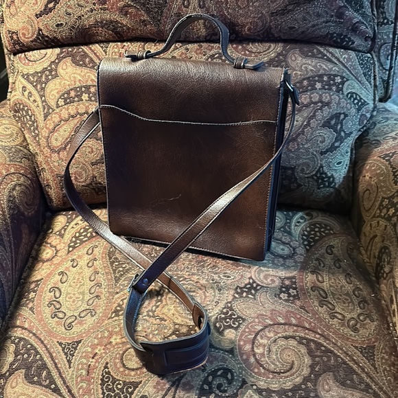 Steiner Vintage Leather Foldout Briefcase Crossbody Purse Handbag Brown Leather - Picture 2 of 9